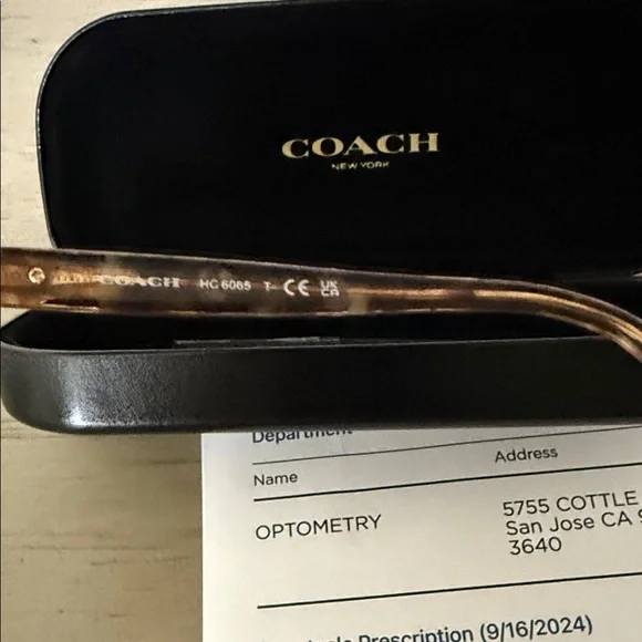Coach Tortoise Rectangular Eyeglasses with Black Case - Picture 3 of 5